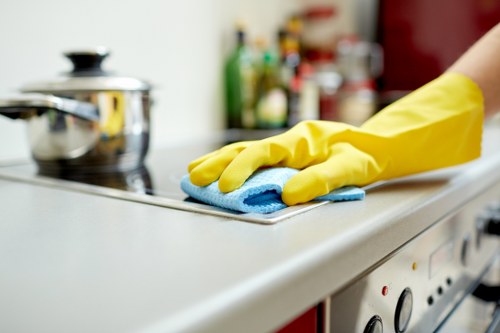 Cleaning technician handling carpet care equipment