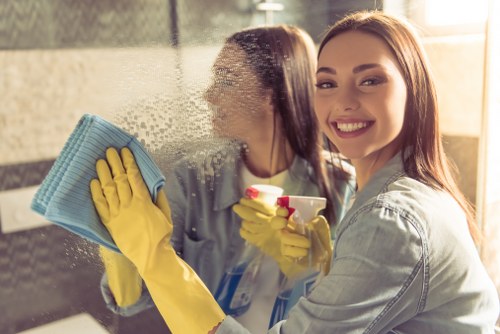 Cleaning process applied to a carpet in a domestic property